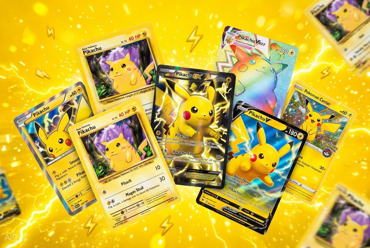 Ilustração existente de cartas e embalagens do Pikachu